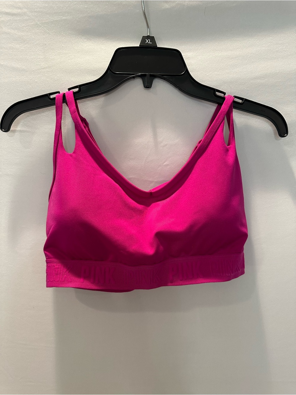 Active USA Hot Pink Seamless V-Neck Sports Bralette